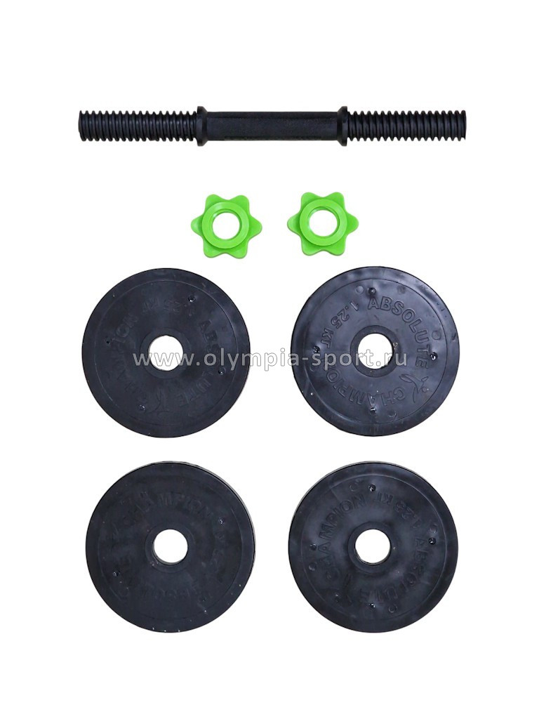 Гантели набор 10кг (2х5кг) замок салатовый