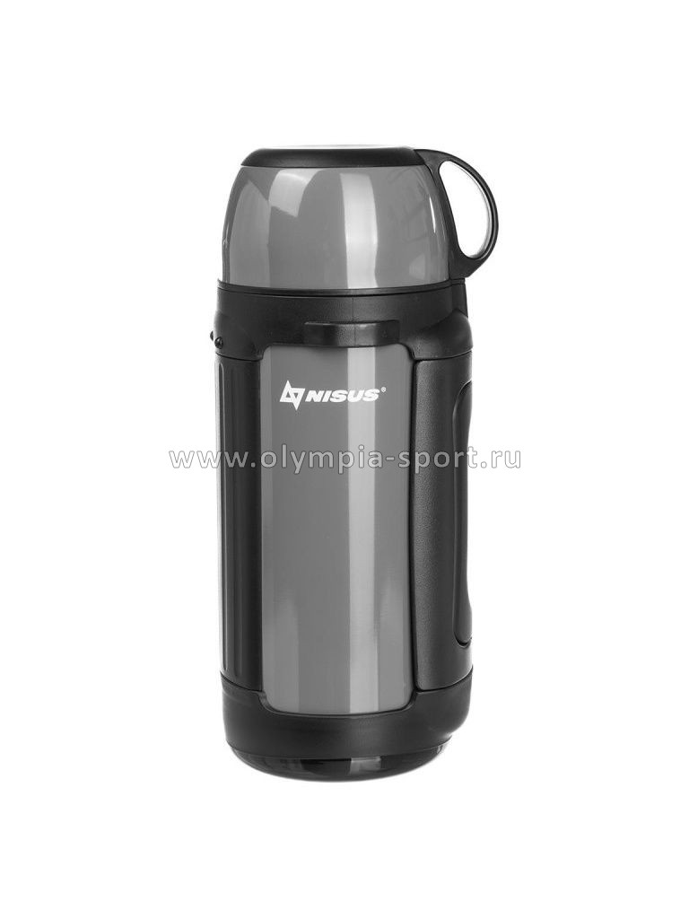 Термос Nisus 1400ML (крышка-кружка с ручк, доп.пл.чашка, скл.ручки, ремень)