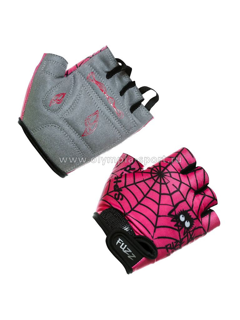 Велоперчатки Fuzz Spider детские розовые 8/L (6-8 лет) лайкра, GRIP GEL, с петельками, на липучке